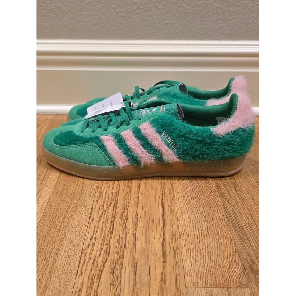 Adidas Gazelle Indoor Green Glow Pink Furry Sneaker NWT Women 9.5 Men 8.5 JP8342 - Picture 7 of 11